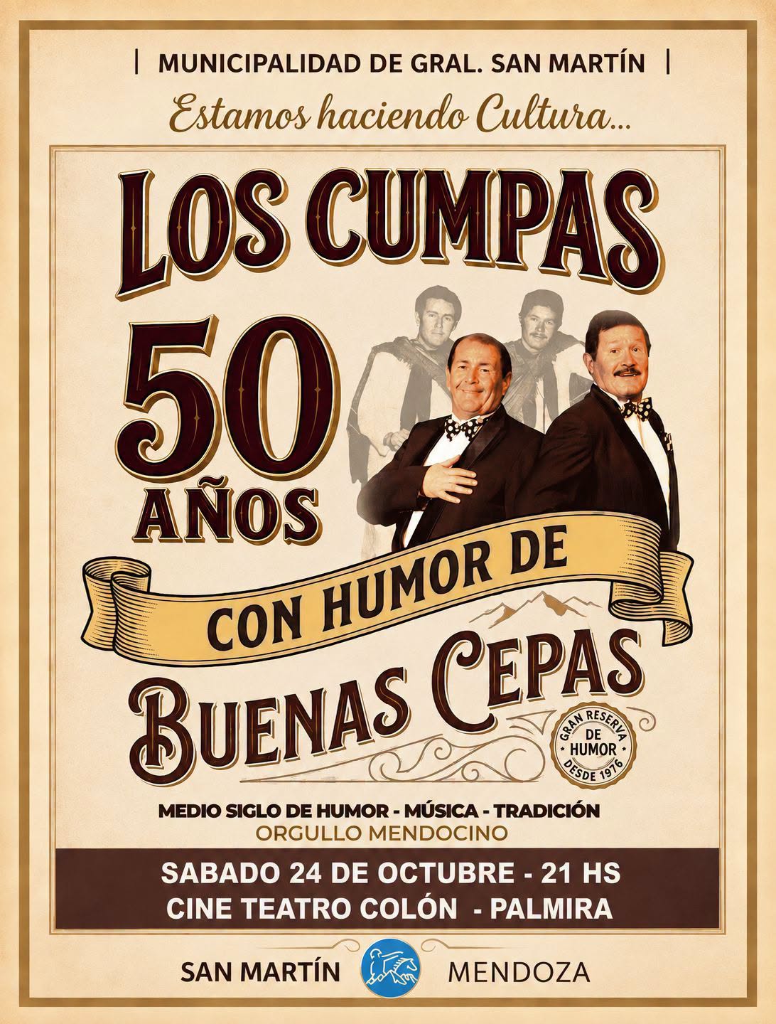 LOS CUMPAS CELEBRAN 50 AÑOS CON “HUMOR DE BUENAS CEPAS”