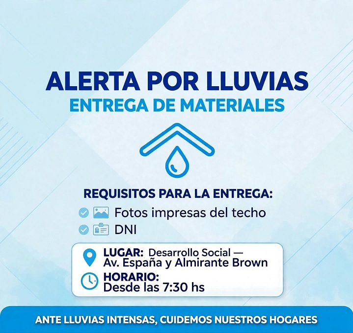 SAN MARTÍN: ENTREGARÁN MATERIALES ANTE LAS LLUVIAS